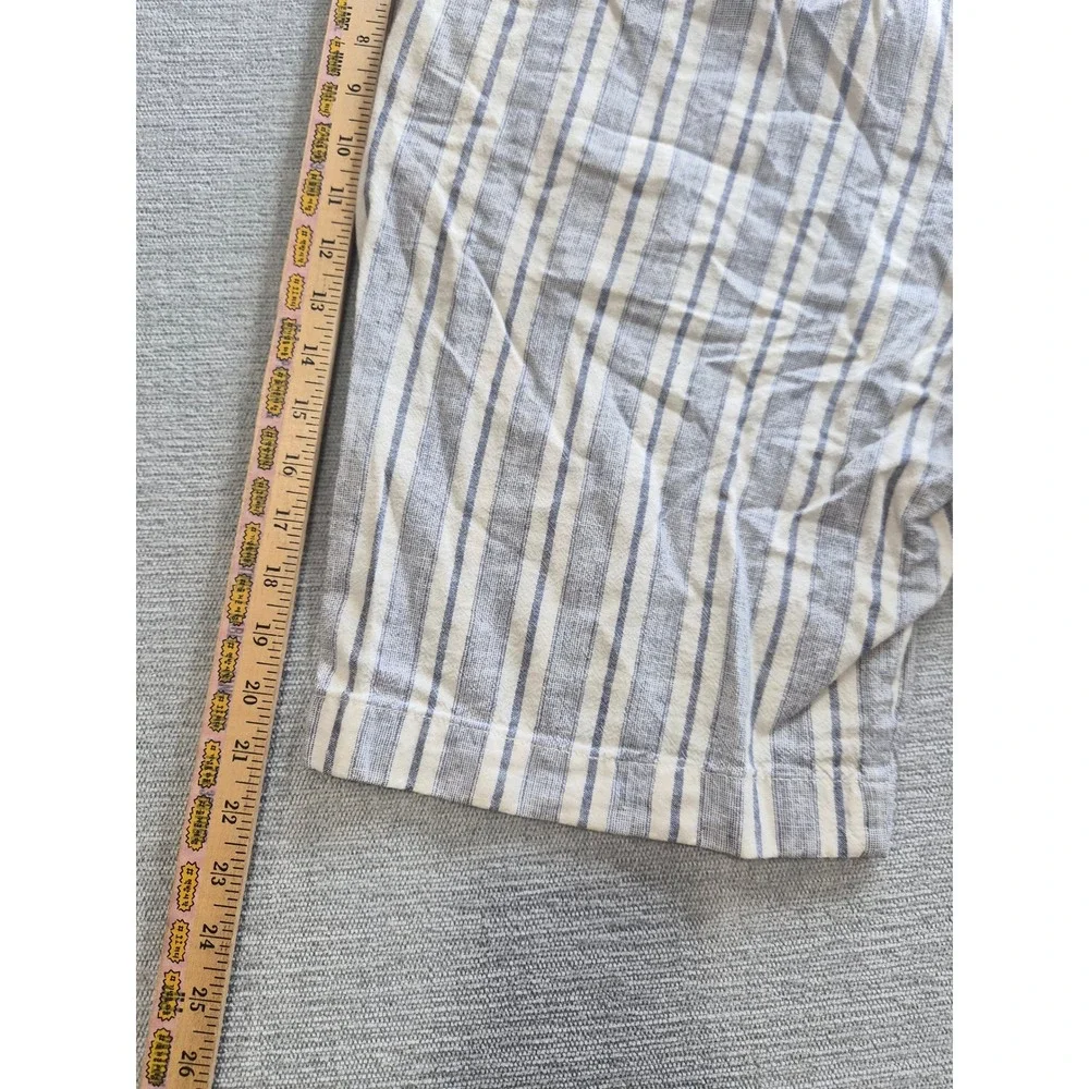 J. Crew Rivington Chino Shorts Mens 34 Blue White Striped Linen Flat Front